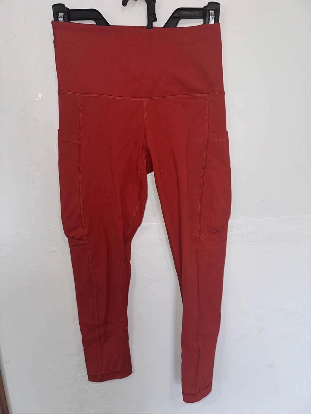 90 Degree By Reflex High-Waist Rust-Red Leggings with Side Pockets